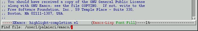 highlight completion 2 in XEmacs