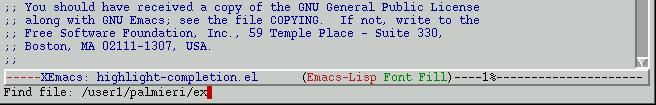 highlight completion 3 in XEmacs