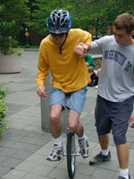 Jeff schleps along on unicycle